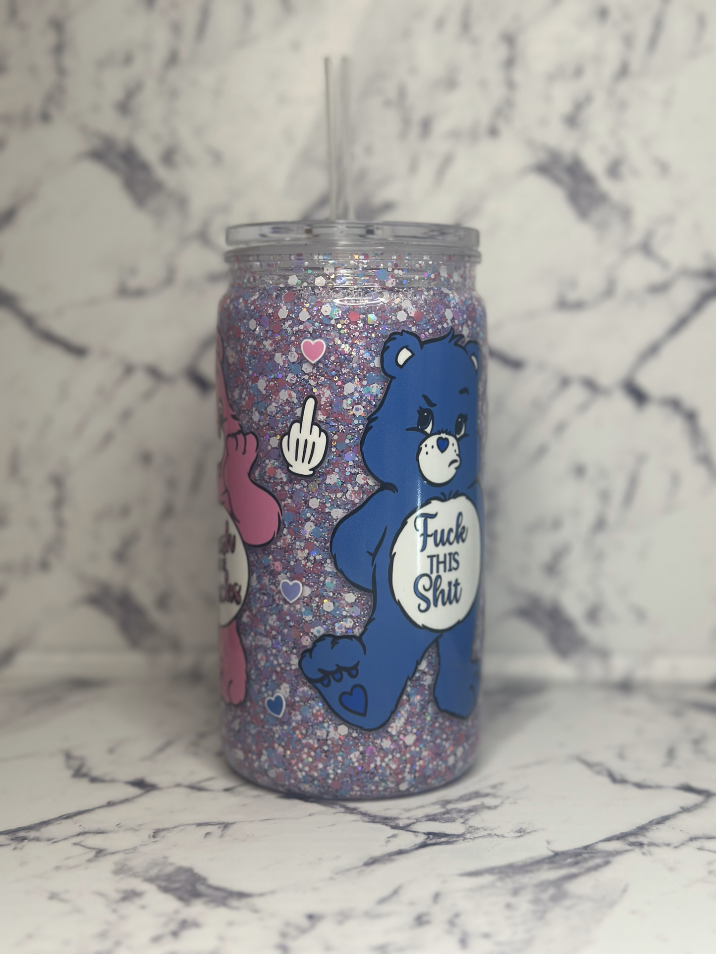 Pre-made 16oz Acrylic  Snow Globe - Swear Bears